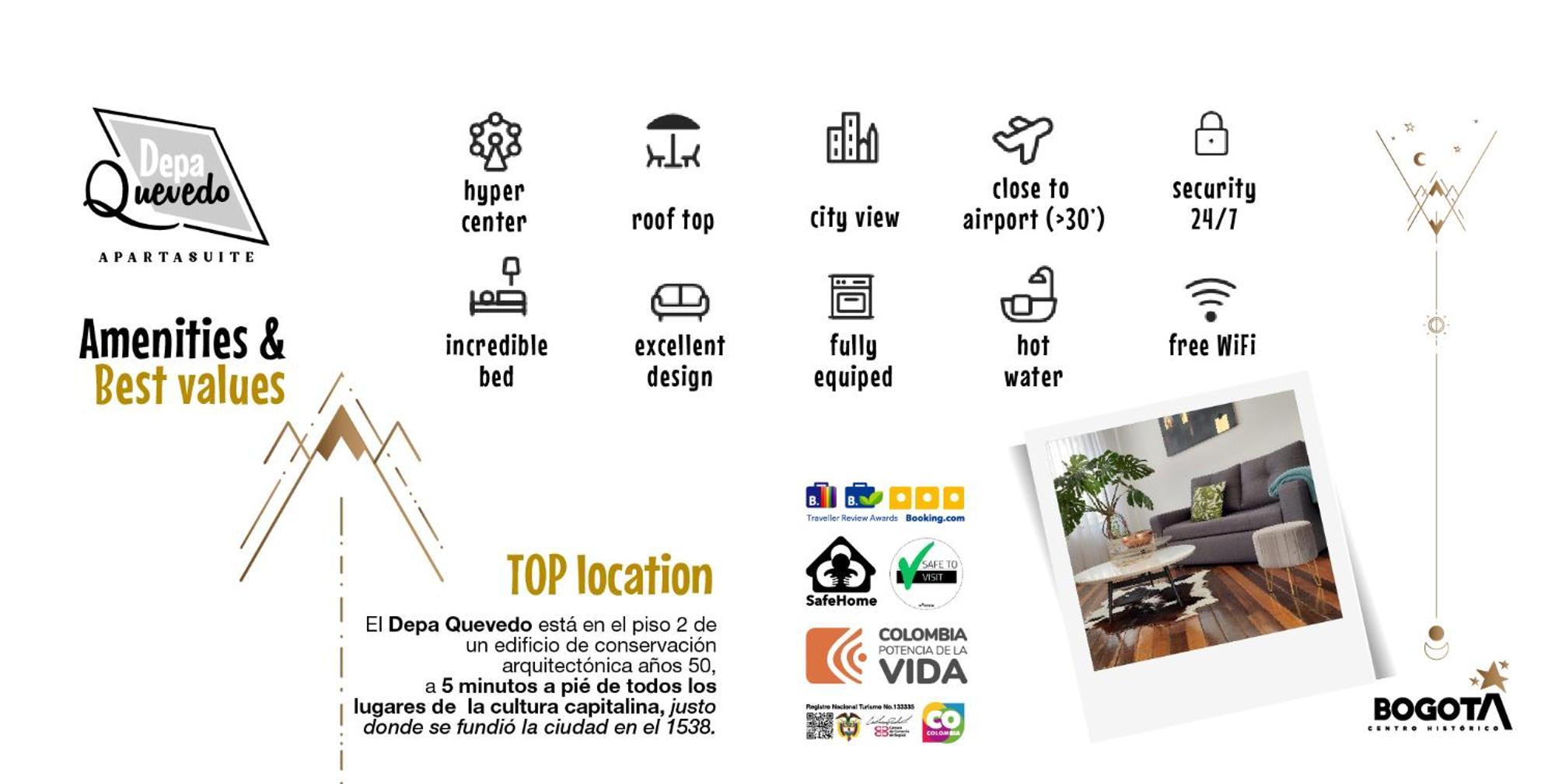 Depa Quevedo - Trendy Revamped Flat - Exceptional Spot In Bogota'S Historic Colonial Square - Candelaria Bagian luar foto
